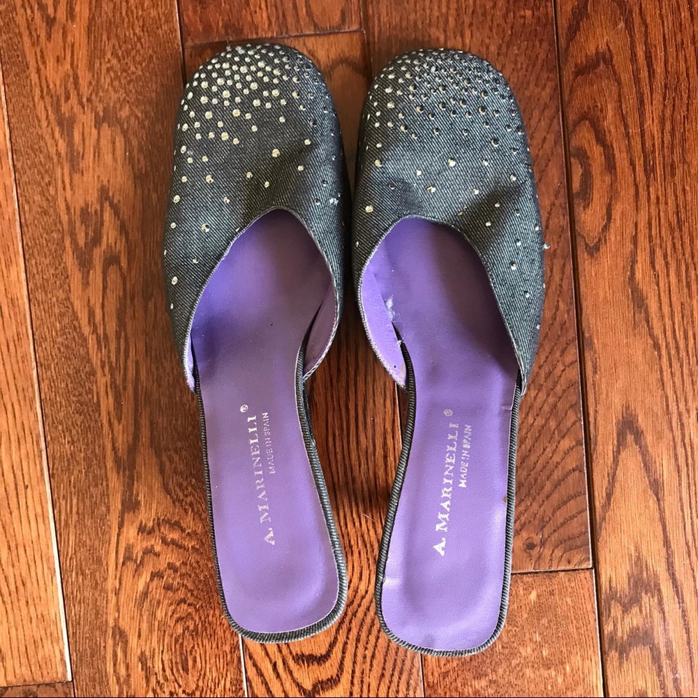 Retro 90s A Marinelli Jean Stud square toe heel